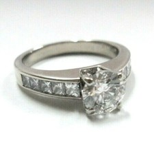 Stunning solid 14K White Gold Diamond Engagement Ring 1.74ctw sz 6.5 GIA read