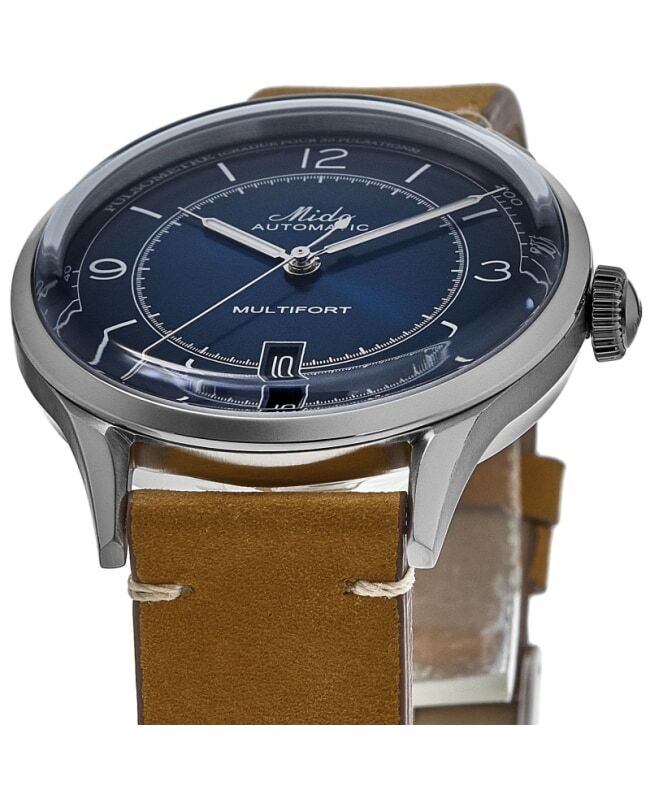 New Mido Multifort Patrimony Blue Dial Leather Men