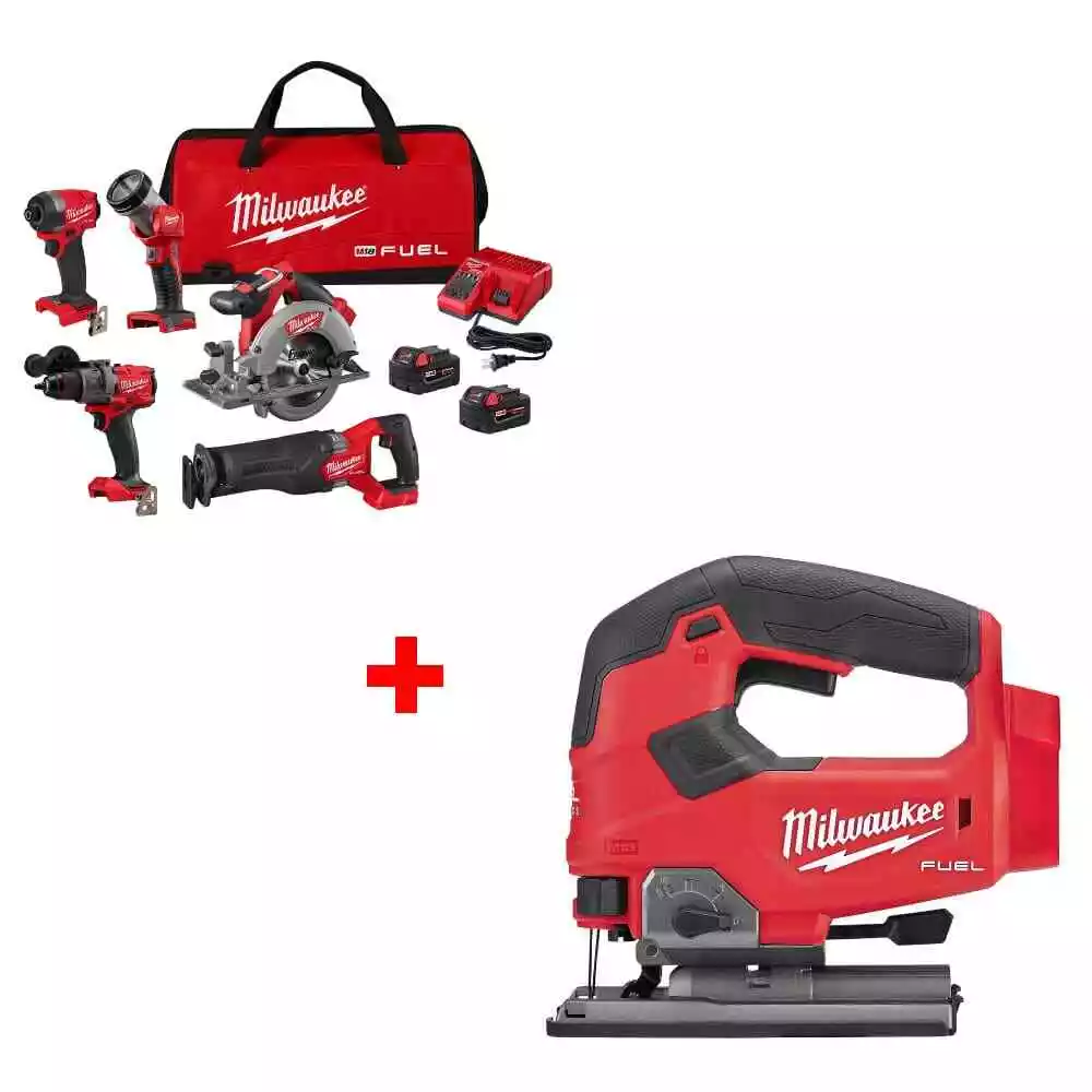 Milwaukee 3697-25 M18 FUEL 5-Tool Combo Kit w/ FREE 2737-20 M18 Jig Saw,  Bare eBay