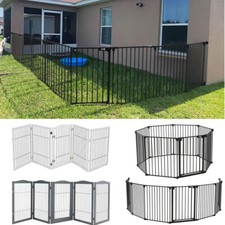 Foldable Large Puppy Dog Play Pen Gate Fence Safety Barrier Pet Divider Doorway
