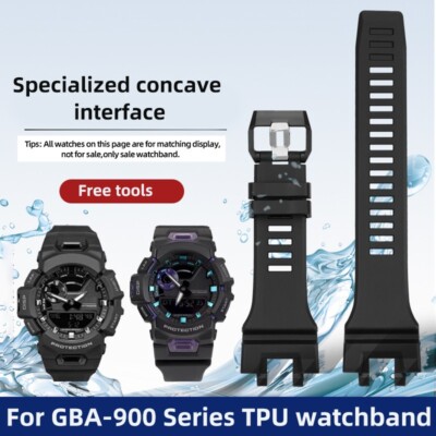 For Casio G-shock GBA-900 TPU Watchband Waterproof Black Watch Strap for Men