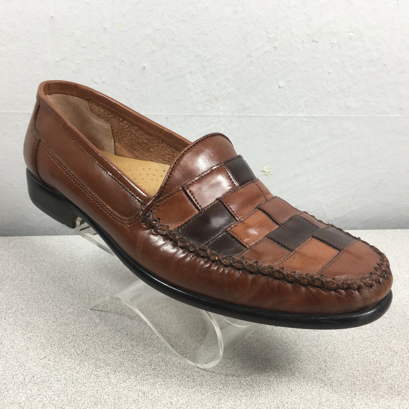 Leather Patchwork Loafer Shoes Mens 