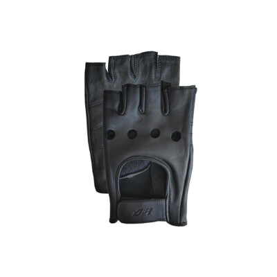 Vintage Handschuhe schwarz Echtleder fingerlos Gr. L Simoni Racing