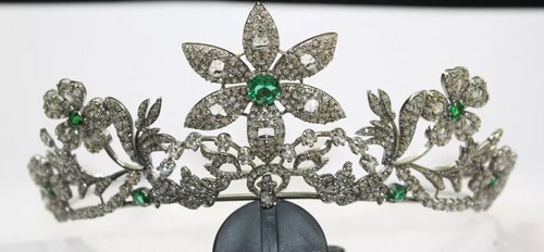 Diamante taglio rosa 14,30 ct argento sterling 925 look antico smeraldo matrimonio diadema - Foto 6 di 12