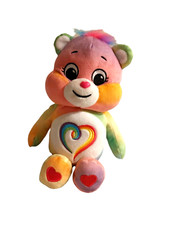 Care Bears Togetherness Bear Rainbow Colors Hearts Stuffed Animal Toy 10"
