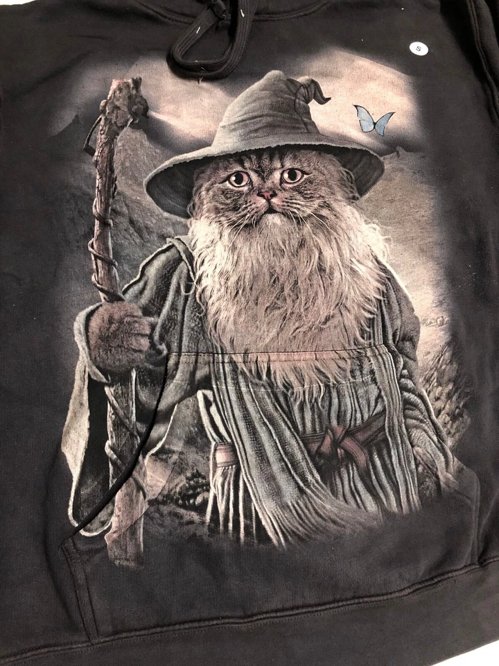 Catdalf Gatitos Lord Rings Frodo Gandalf Gatos Montaña Sudadera con Capucha Suéter S-M Foto 2 de 4