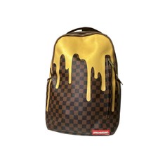 Sprayground Gold Checkered Drips Backpack 