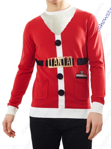 Mens Christmas Jumper Santa Fleece 