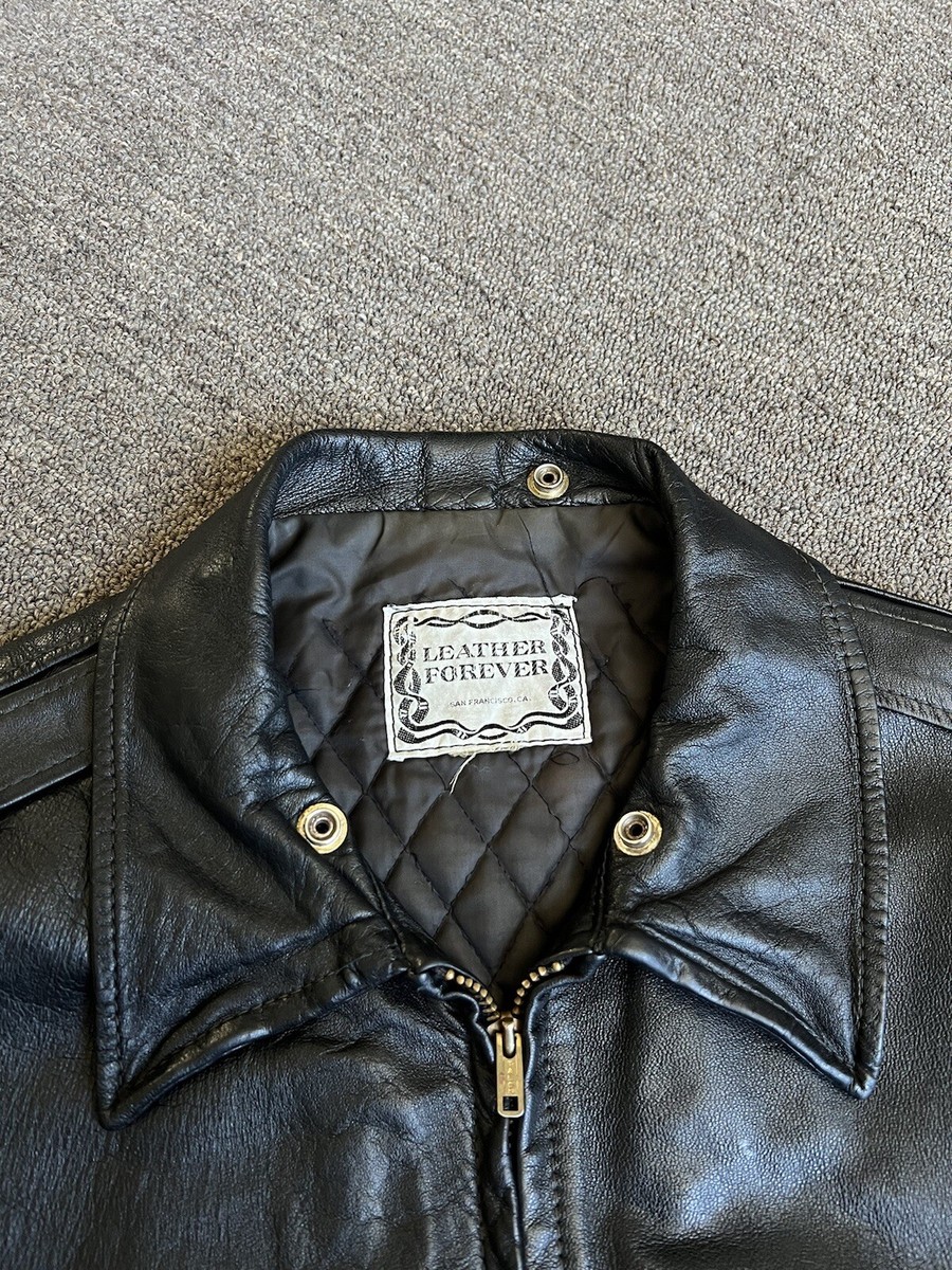 Vtg 60s Black A-2 Style Leather Jacket by Leather Forever San 