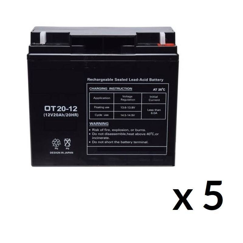 5x Batteria Gel 12V 20Ah (60Volt) per Monopattino Elettrico Quattro Ruote foto 2
