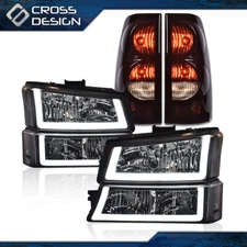 CHROME HOUSING CLEAR HEADLIGHTS LAMP TAIL LIGHTS SET FIT FOR 2003-06 SILVERADO