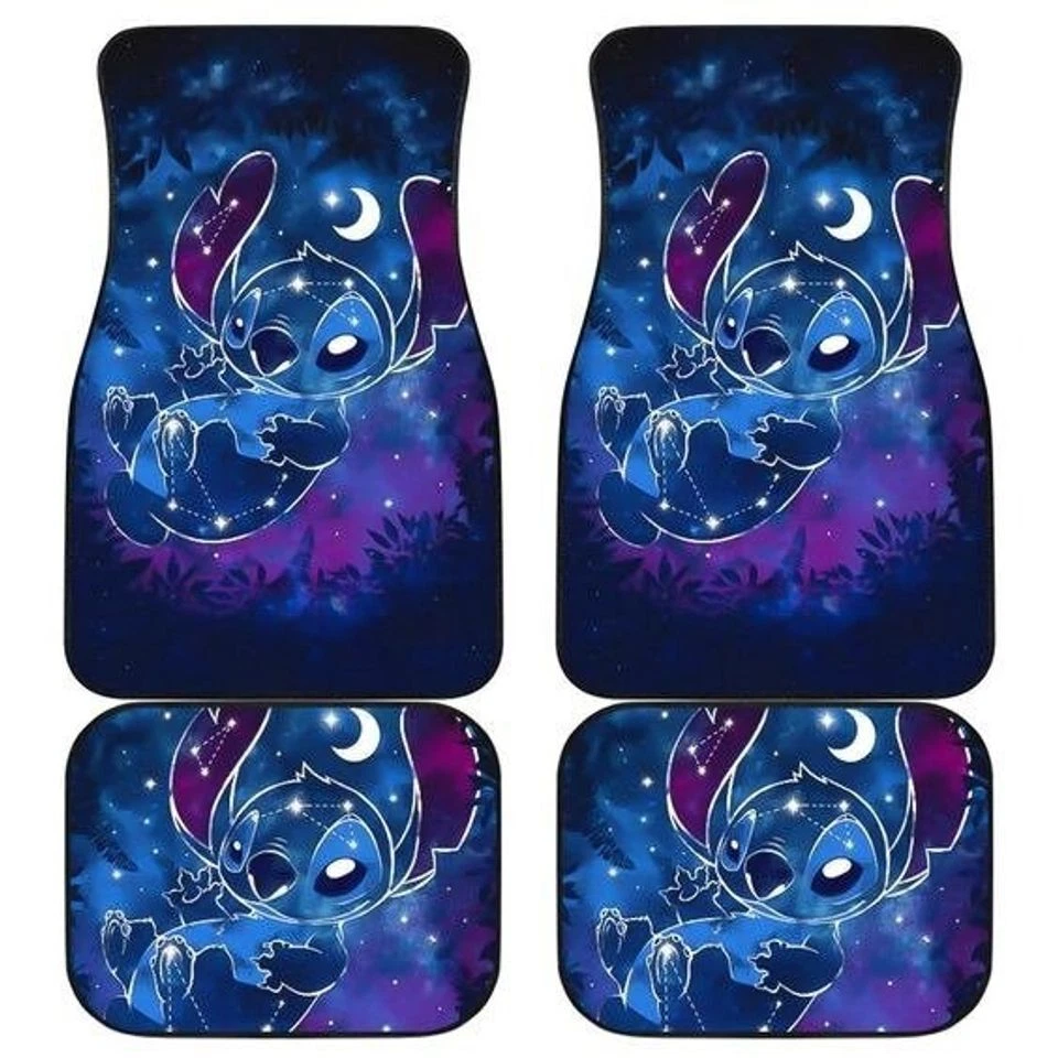 Stitch Universal Car Floor Mats 4pcs, Disney Cartoon Anti