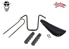 20" VINTAGE LOWRIDER EYELET BLACK BANANA SEAT W/ GRIPS, SISSYBAR & HANDLEBAR.