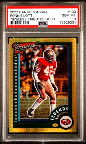 2022 Panini Classics Timeless Tributes Gold 133 Ronnie Lott /99 HOF PSA 10 POP 1