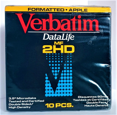 Vtg Verbatim DataLife MF2HD 3.5'' Microdisk 1.44MB 10 Pack Factory Sealed