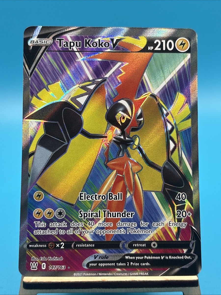 tapu koko v pokemon card value Tapu Koko V (Full Art) 147/163 SWSH05: Battle Styles Pokemon TCG NM