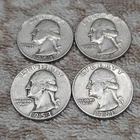 4-Pack 90% Silver Washington Quarters - $1 Face Value. Circulated - Random Date