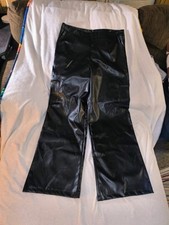 NIMIN Women's Faux Leather Cargo Pants High Waisted Straight Wide Leg Size XL