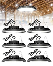 6 Pack UFO Led High Bay Light 22,500LM, 150W, 5000K Daylight, 100-277V High B...