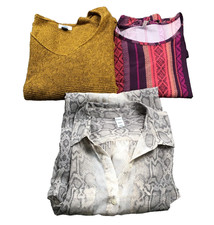 Lot of 3 Old Navy & Mudd Womens Dresses Sz M Snakeskin & Striped Long Sleeves