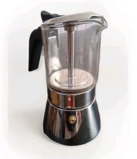 YOLIFE Premium Crystal Glass Top  Stainless Steel Moka Pot,  4 cup