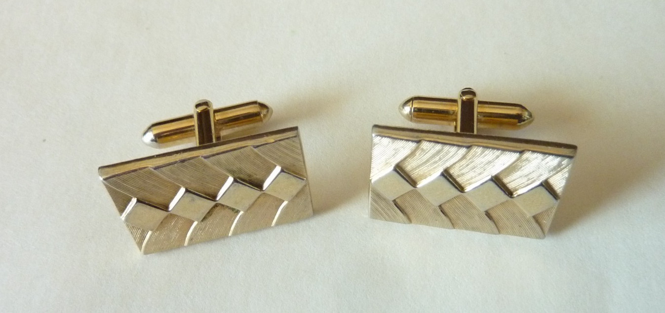 Swank Rectangular Gold Tone Cuff Links Cufflinks - image 1