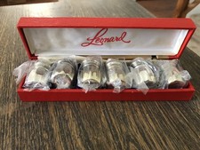 Vtg. Leonard Japan Salt Pepper Mini Shakers 6 Piece Silver Plated Original Box