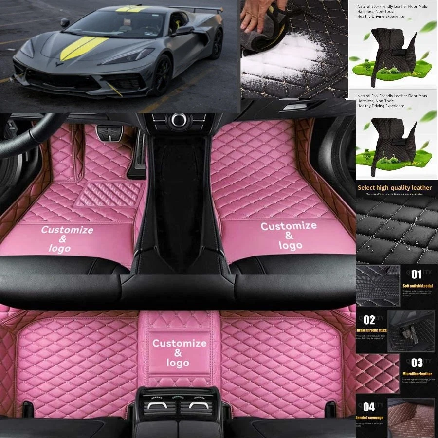 For Chevrolet Corvette Car Floor Mats Handmade Liners Anti-Slip Carpets Foto 2 de 4