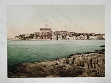 Rovigno Rovinj Croacia Ciudad Costera Iglesia de Santa Eufemia c1900s Fotocromo