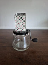 Androck Uniform Nut Meat Glass Jar Grinder Chopper Farmhouse Decor Vintage
