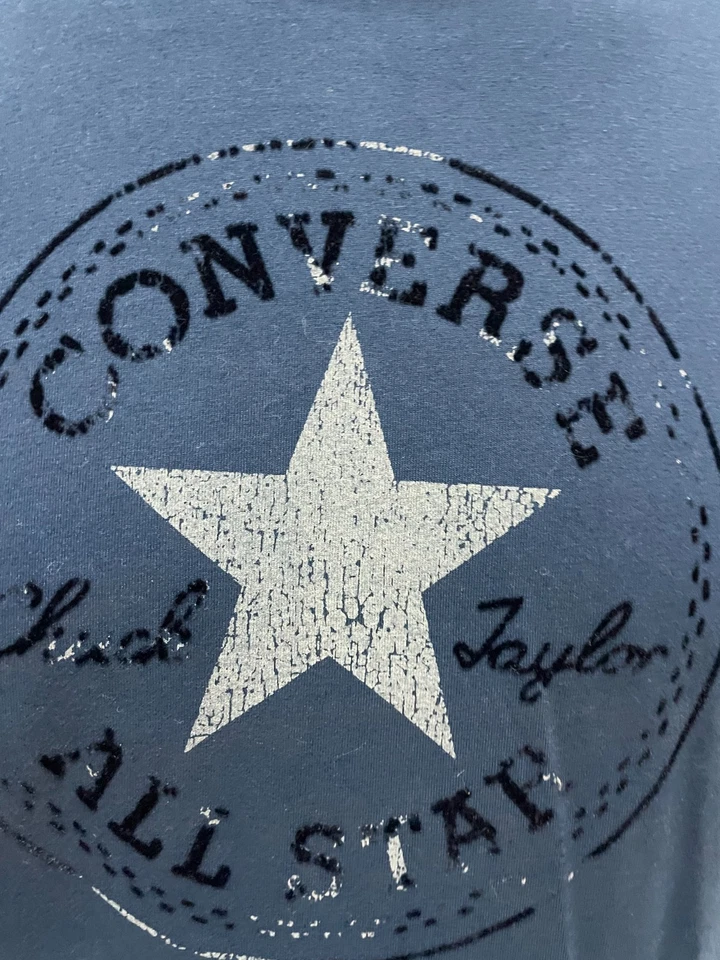 Camisa Hombre Converse 2XL Azul Algodón Hecho En Italia Logo ALL STAR Original - Imagen 3 de 4