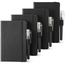 4 Pack Small Notebook Pocket Notebook, A6 Mini Leather Hardcover Journal, 3.7" X