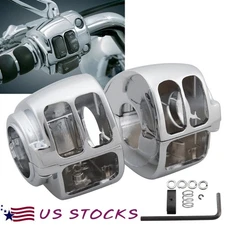 2X Chrome Switch Housing Cover For Harley Touring Dyna Electra Glide Sportster