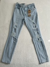 Levi  s Women  s 721 High Rise Denim Skinny Distressed Jeans Medium Wash Sz 30x30