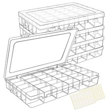 5 Pack 36 Grids Clear Plastic Organizer Storage Box Container with 270 Label ...