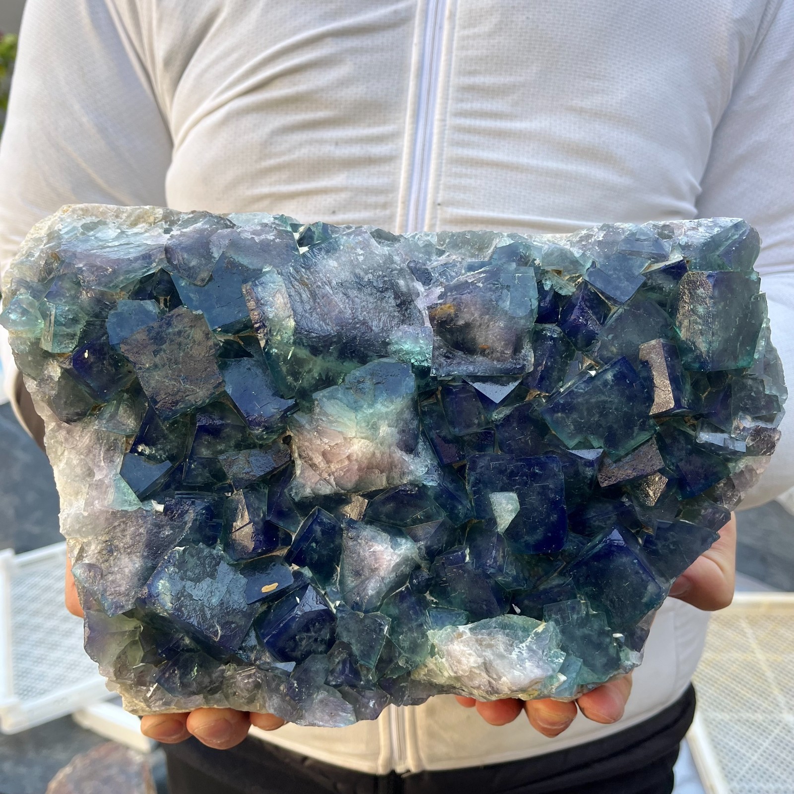 18.2lb Natural Green Fluorite Cube Quartz Crystal Cluster Mineral Specimen