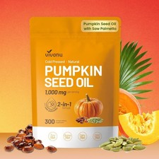 Pumpkin Seed Oil with Saw Palmetto Capsules  Cold Pressed, Pure Virgin Oil, ...