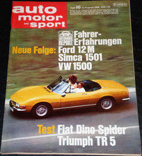 Auto Motor Sport 16/68 Test Fiat Dino Spider,Triumph TR 5 PI, VW 1500,Simca 1501