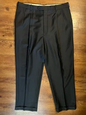 JB Britches Mens 38x30 Black Wool Trousers Pleated Cuffed Di Milano Worsted Wool