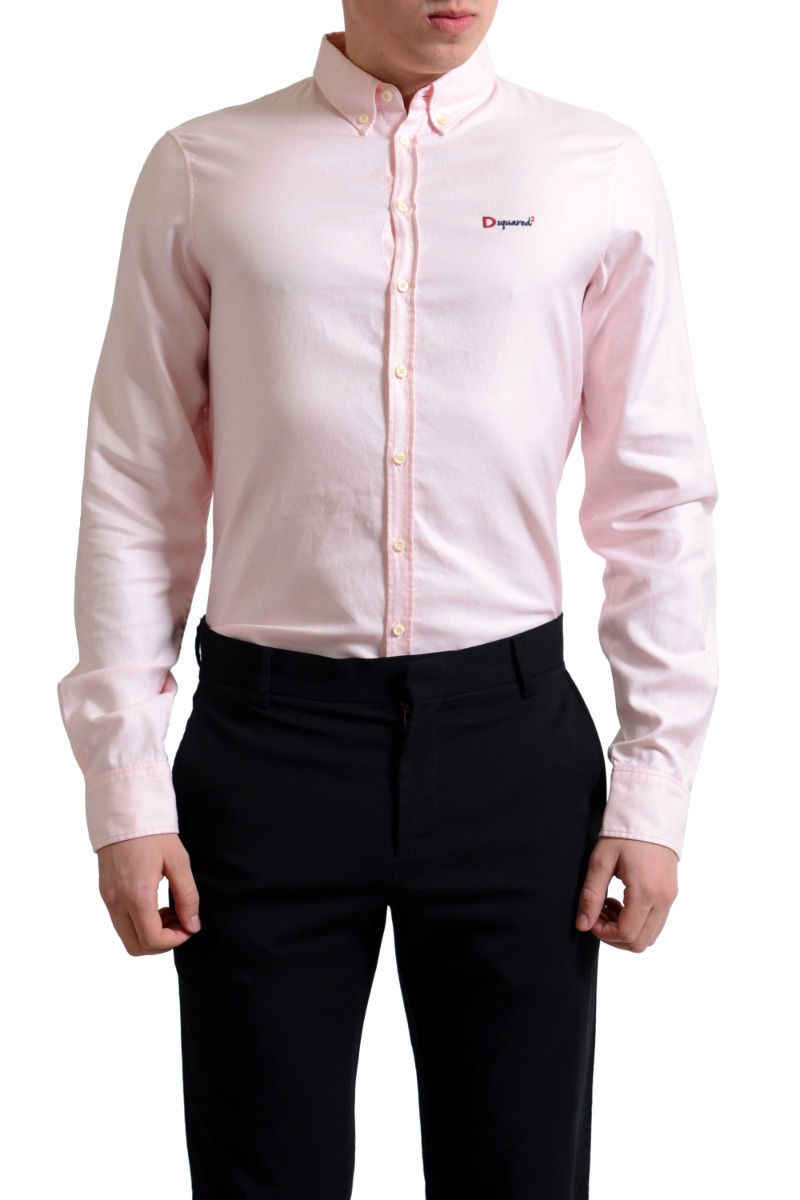 Dsquared2 Мужская розовая повседневная рубашка на пуговицах US S, M, XL
