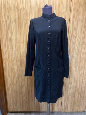 JANE LUSHKA BLACK STRETCH SNAP BUTTONS POCKETS PENCIL KNEE DRESS-M