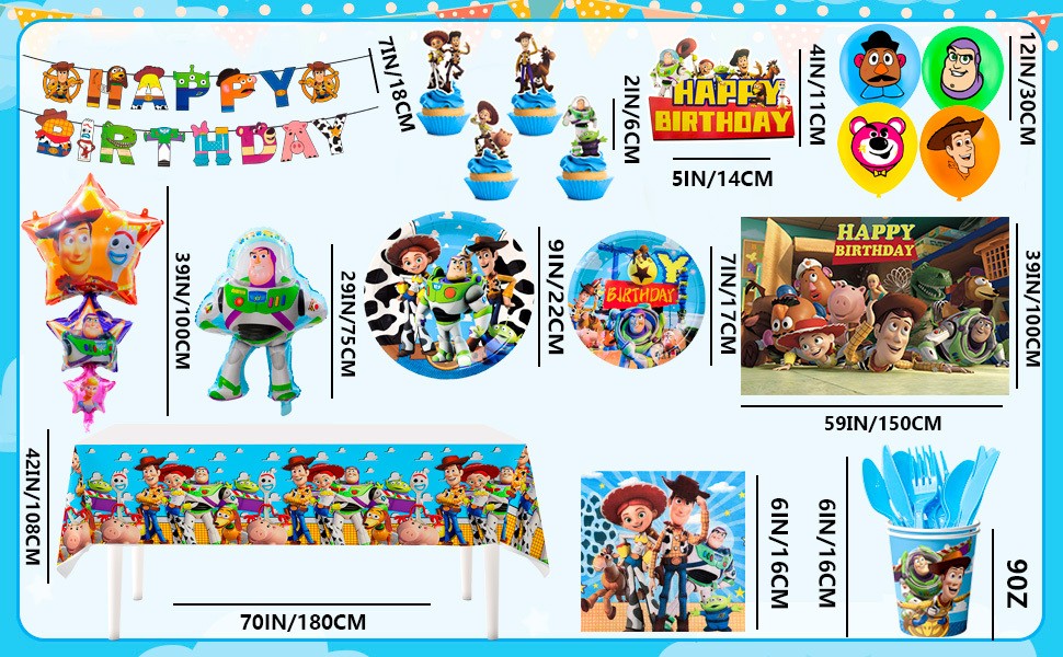 Disney Toy Story Party Decoration Birthday Supplies Plates Table Cover Balloon