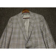 Isaia napoli cashmere silk blend sport blazer gray windowpane Vital size 48r