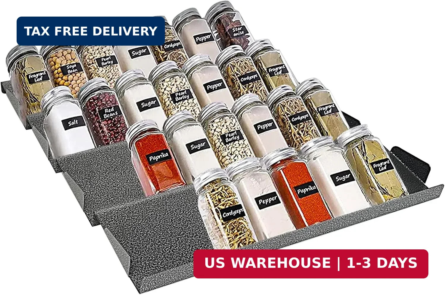 Spice Drawer Organizer for Kitchen, Adjustable Expandable Spice Rack Tray Insert
