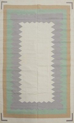 Ivory Wool Kilim Indian Oriental Area Rug Reversible Hand-woven Carpet 6x9