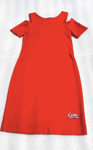 Abito donna Love Moschino rosso con spalle scoperte taglia UK 8