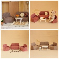 1SET Doll House Miniature Cute 1:12 Scale Retro Sofa Chair W Pillow For Nursery