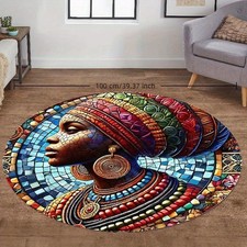 1pc Flannel Round Printed Floor Mat Autumn Style Halloween Model African Colorfu