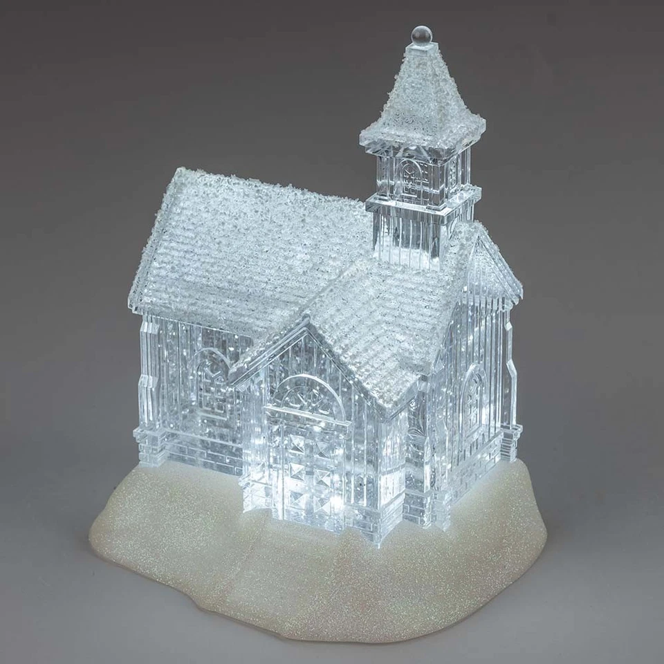 Kirche 22cm Acryl LED-Licht Wasser Effekte Gebäude formano 506344 Weihnachtsdeko