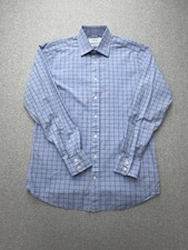 Charles Tyrwhitt Dress Shirt Mens 16 34/35 Blue Check Slim Fit Long Sleeve